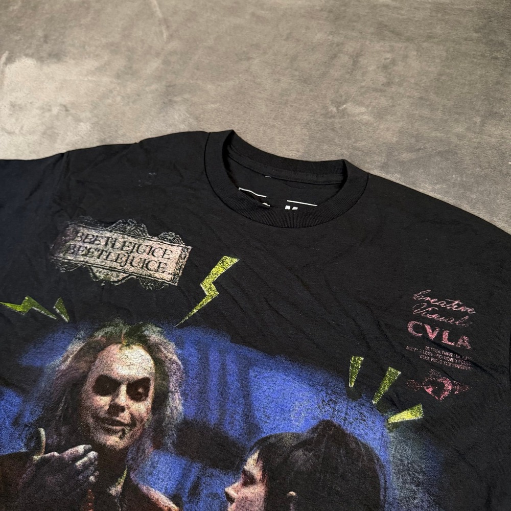 CVLA Beetlejuice Graphic T Shirt Mens Medium Black Short Sleeve Cotton Tee